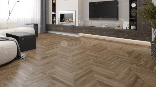 Каменно-полимерная напольная плитка серии ALPINE FLOOR CHEVRON ALPINE SPC ламинат Макадамия ECO 18-5