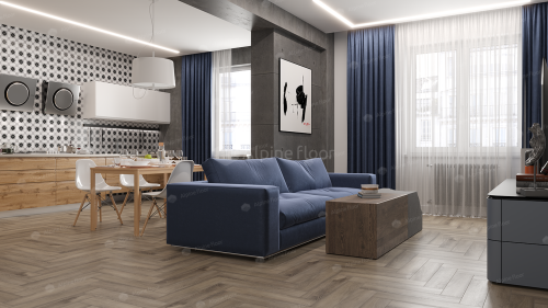 Напольная каменно-полимерная плитка серии ALPINE FLOOR PARQUET LIGHT SPC ламинат Дуб Исида ЕСО 13-15