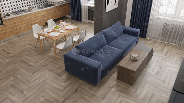 Напольная каменно-полимерная плитка серии ALPINE FLOOR PARQUET LIGHT SPC ламинат Дуб Исида ЕСО 13-15