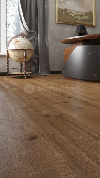 Каменно-полимерная напольная плитка серии ALPINE FLOOR REAL WOOD SPC ламинат Дуб Royal ECO 2-1