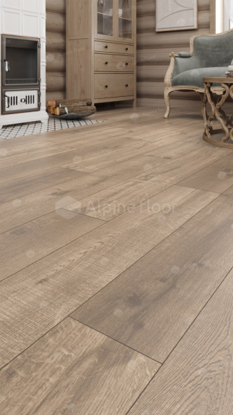 Каменно-полимерная напольная плитка серии ALPINE FLOOR REAL WOOD SPC ламинат Дуб натуральный ECO 2-5