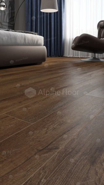 Напольная инженерная каменно-полимерная плитка серии ALPINE FLOOR PREMIUM XL SPC ламинат Дуб шоколадный ABA ECO 7-18