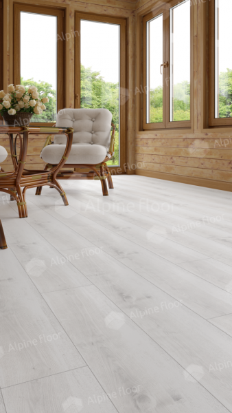 Каменно-полимерная напольная плитка серии ALPINE FLOOR CLASSIC LIGHT SPC ламинат Дуб Выбеленный ECO 182-88 MC